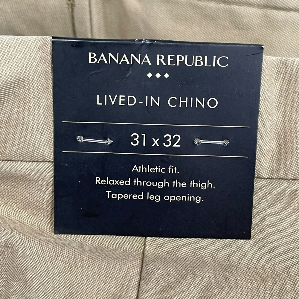 Banana Republic Chino Mens 31x32 Tan Lived-In Chino Athletic Fit Tapered Stretch